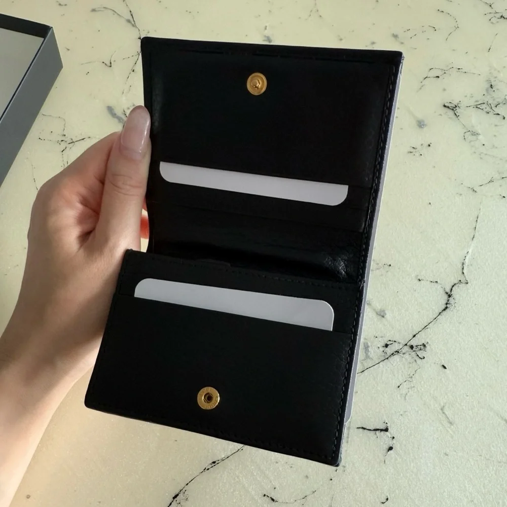 FULL SET | Gucci GG Marmont Black Leather Card Case Wallet + Box & Dust Bag